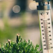 Thermometer showing a high temperature reading