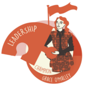 Graphic from the Partnership Framework, depicting Grace O'Malley (the leadership champion)