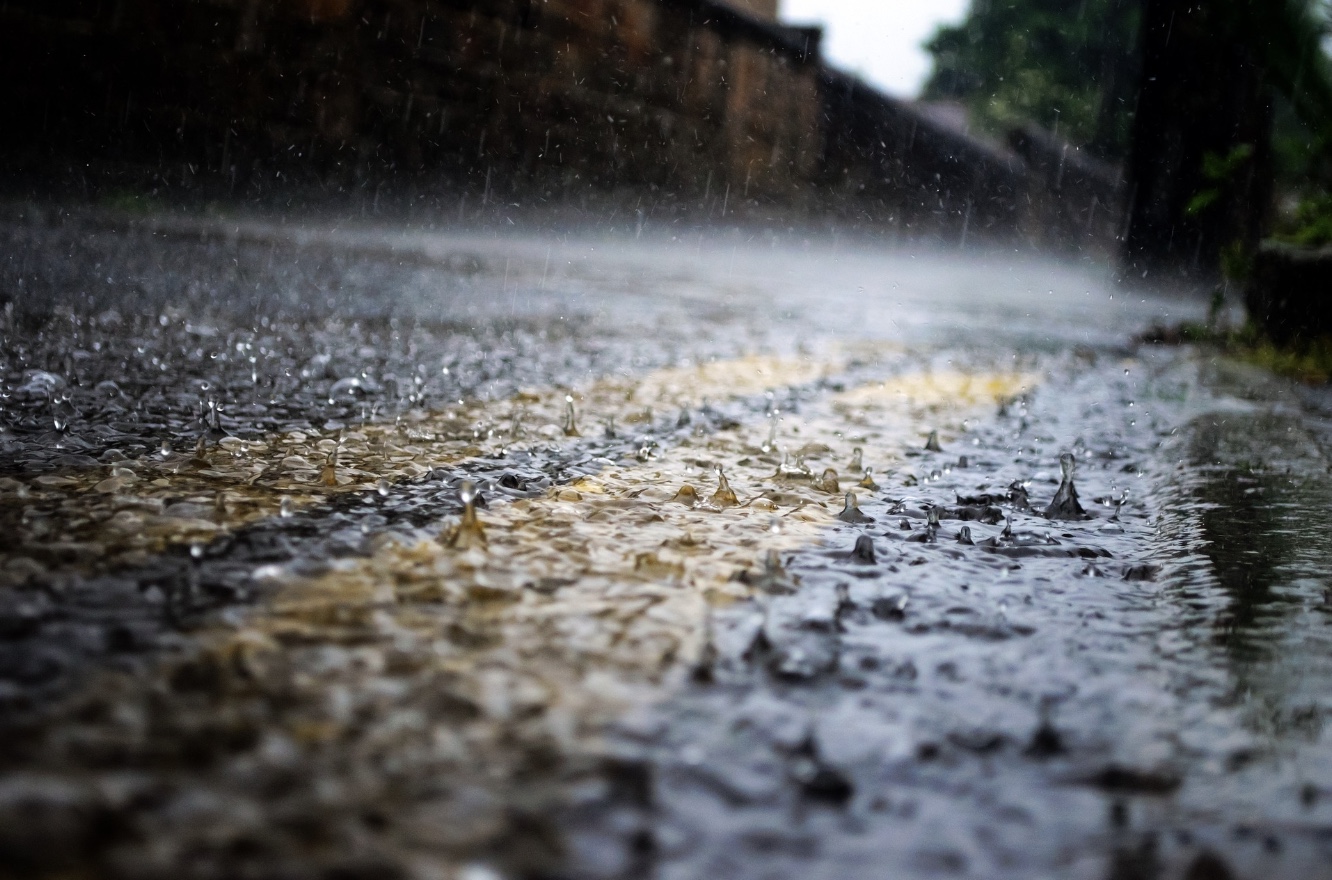 Rain Falling on a Road