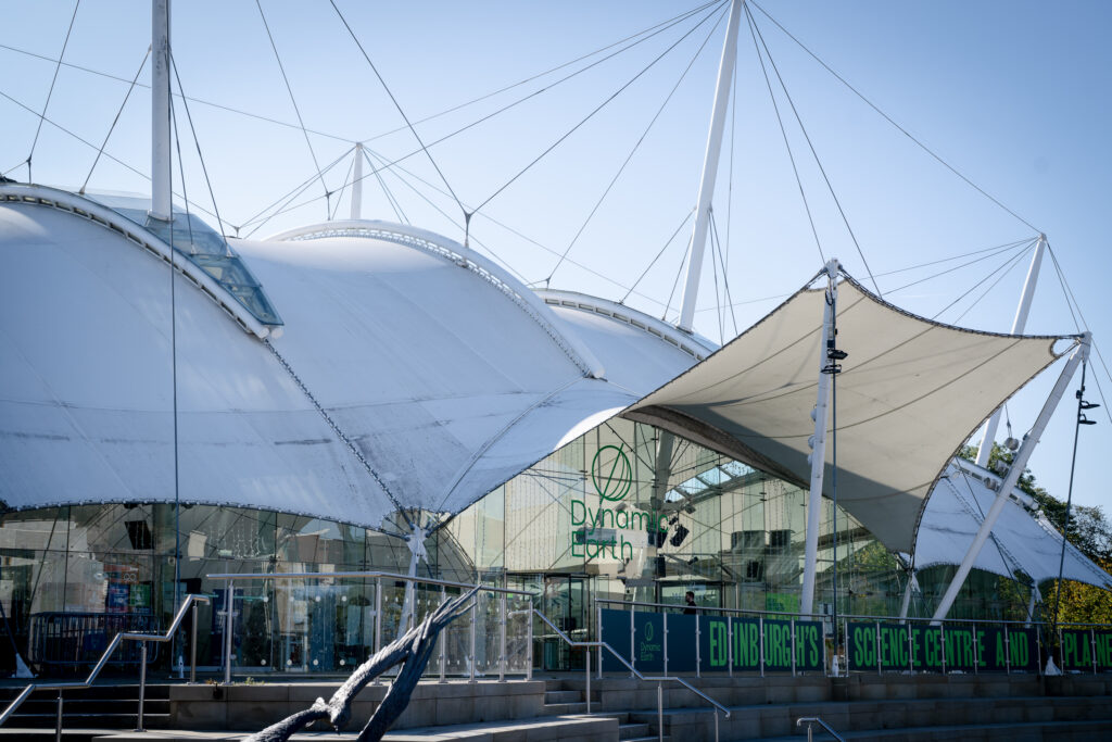Exterior view of the Dynamic Earth venue in Edinburgh.