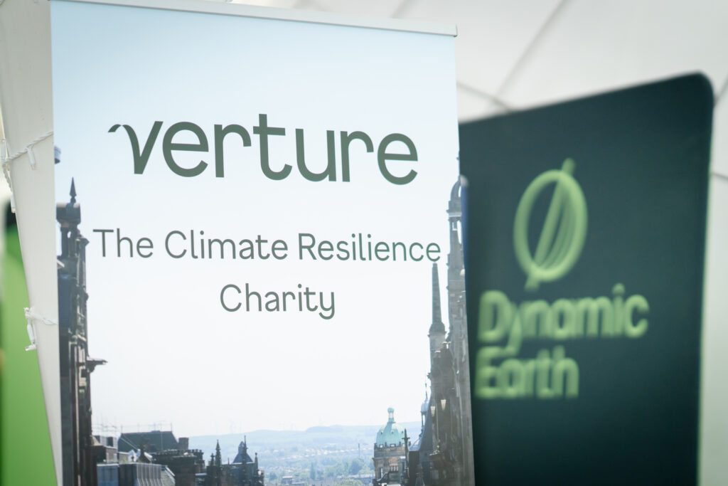 Verture pop-up banner displaying the climate resilience charity branding.